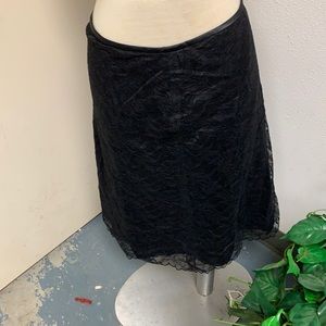 Vintage Y2K George Design by Mark Eisen Black Lace Mid-Length Skirt Size 10